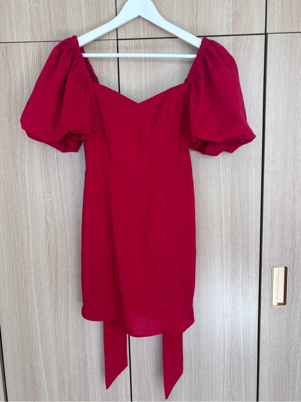Francesca's Collections Red Puff Sleeve Mini Dress